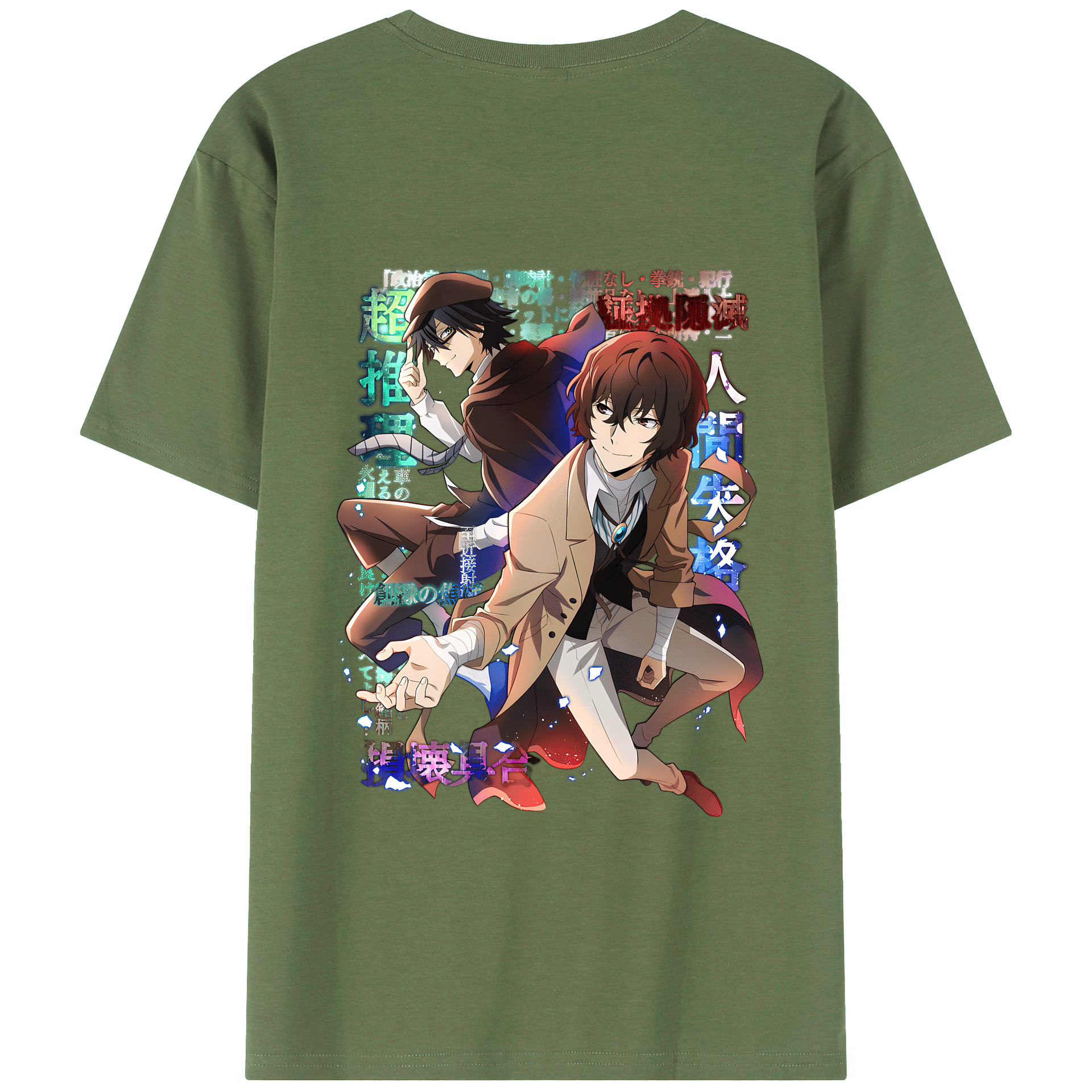 （画像用） 文豪ストレイドッグス Bungo Stray Dogs 綿100％ メンズ半袖Tシャツ（バックプリント） 通気性